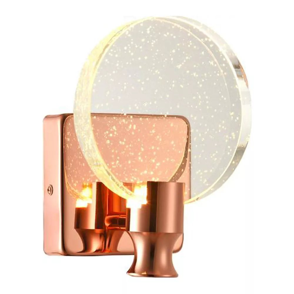 Arandela de Parede LED 13cm Metal e Cristal Rose