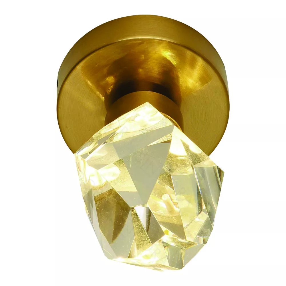 Plafon de Sobrepor LED Ø8,5x17cm Metal e Cristal Bronze