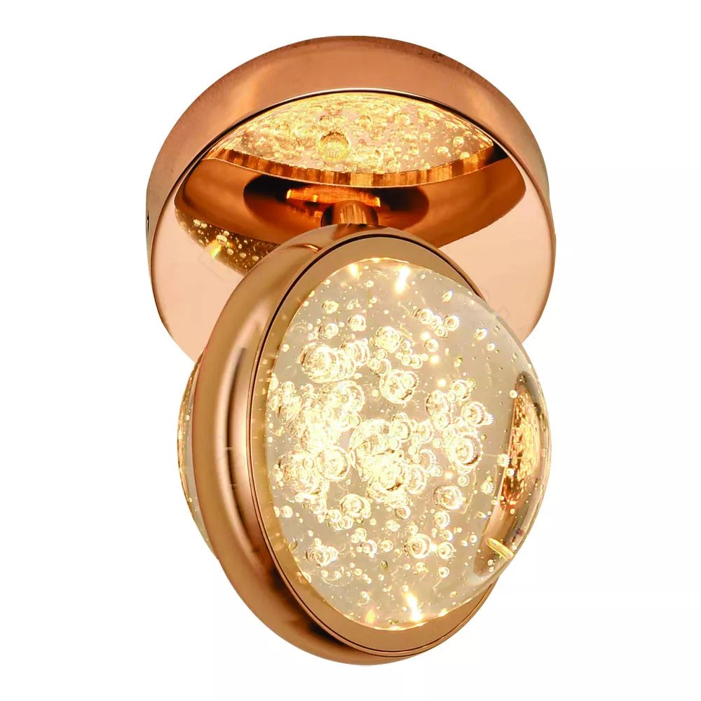 Plafon de Sobrepor LED Ø12x17cm Metal e Cristal Dourado
