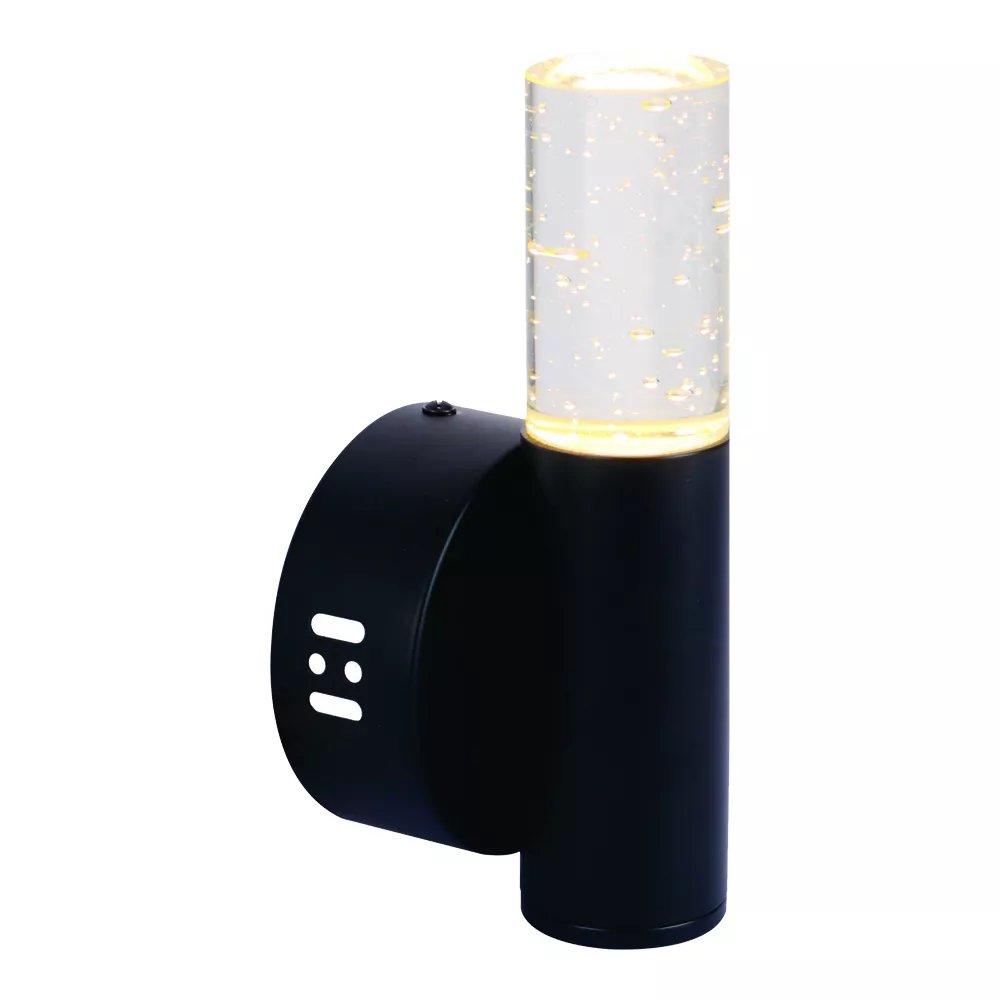 Arandela de Parede LED Ø10cm Metal e Cristal Preto