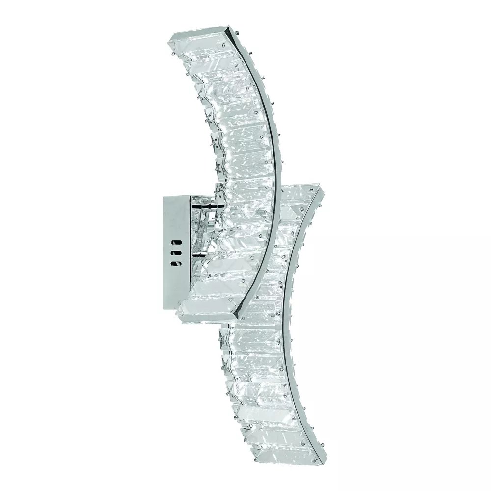 Arandela de Parede LED 41x14cm Metal e Cristal Cromado