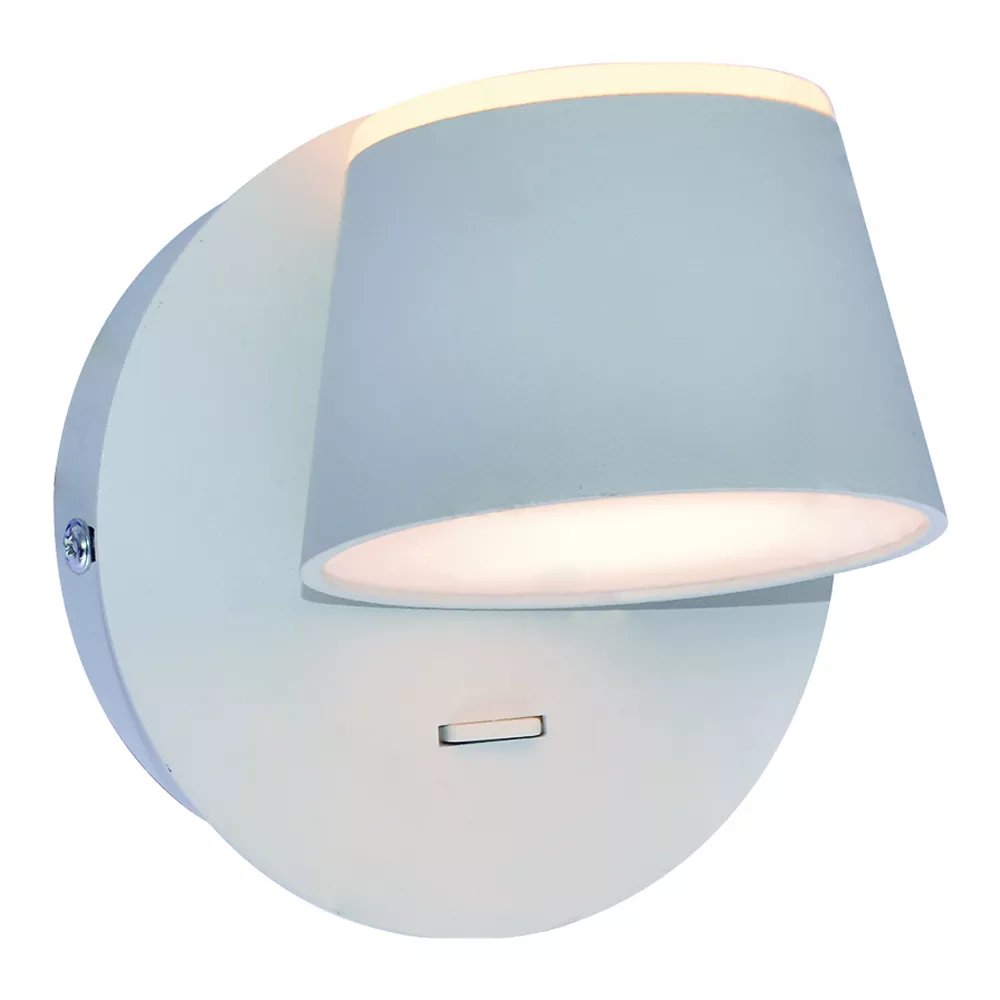 Arandela de Parede LED Com Interruptor 12x12cm Metal e Acrílico Branco