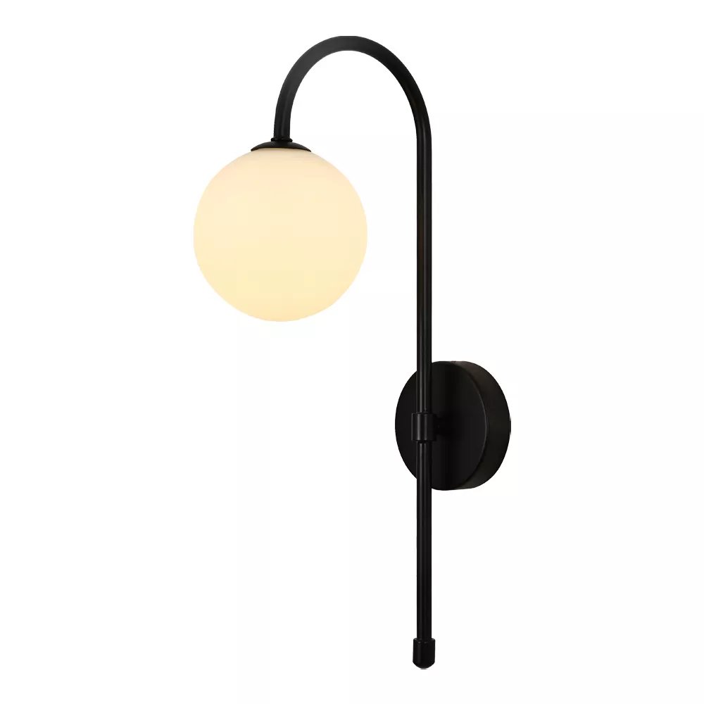 Arandela de Parede 40x15cm Metal e Vidro Preto e Fosco