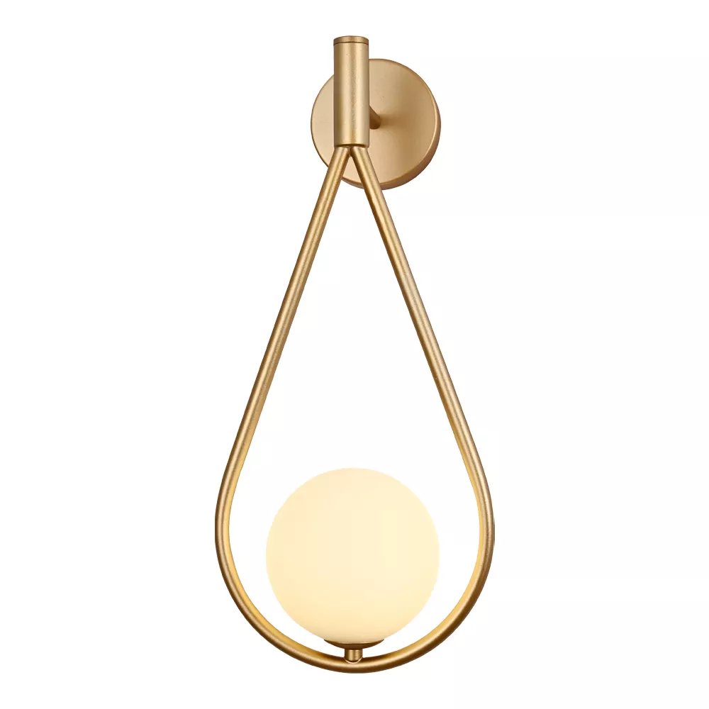 Arandela de Parede 40x17cm Metal e Vidro Dourado e Fosco