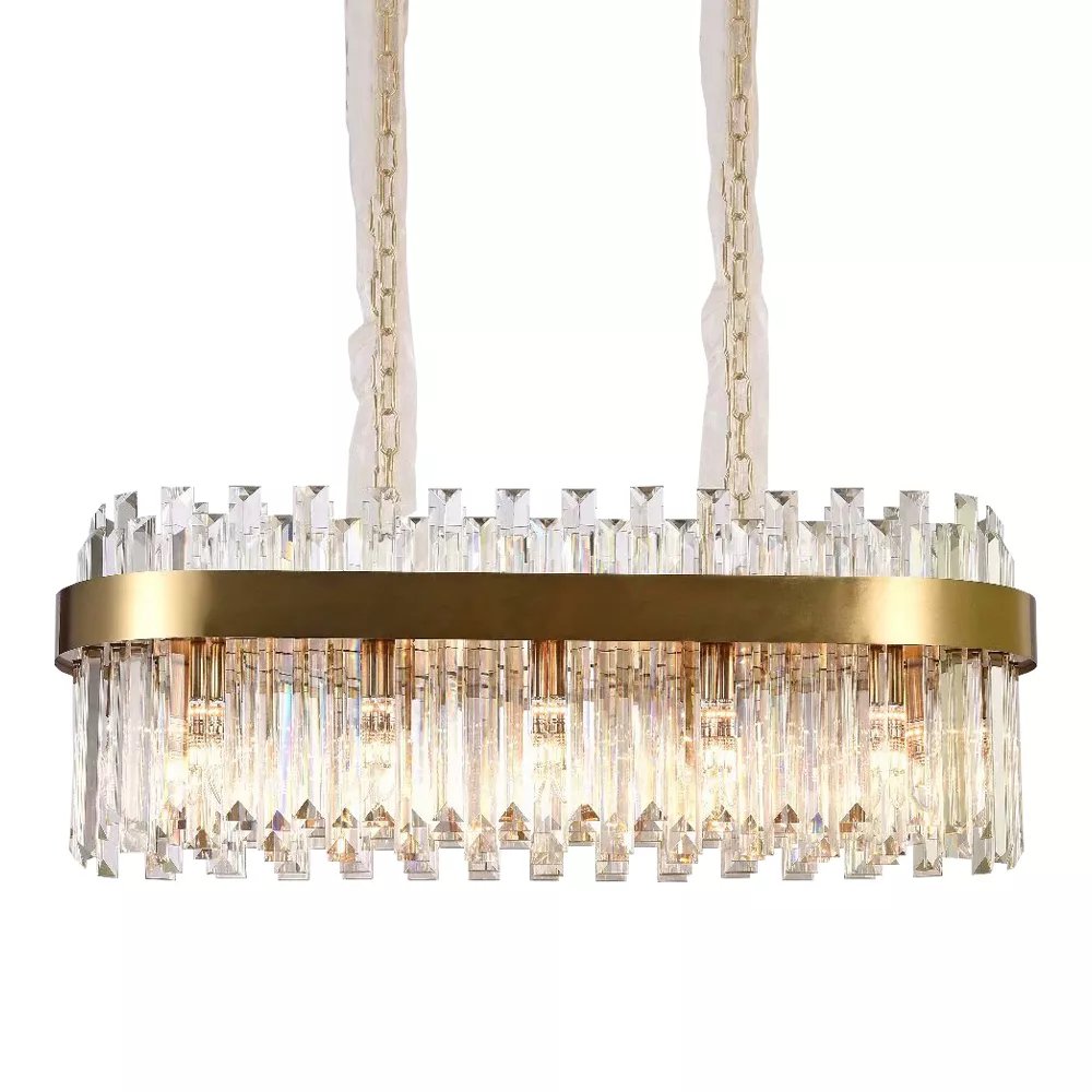 Lustre Pendente Retangular 33x90x30cm Inox e Cristal Bronze e Transparente