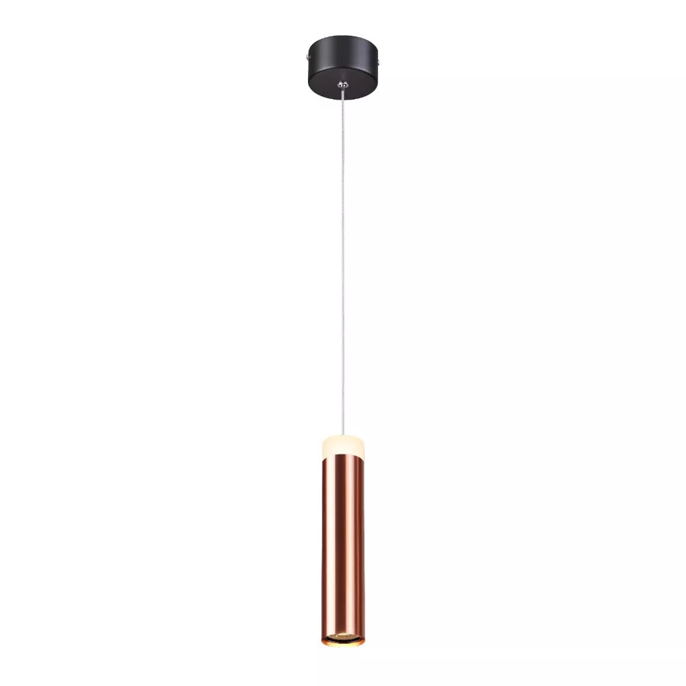 Pendente LED Cilíndrico Ø4x20cm Alumínio e Acrílico Bronze