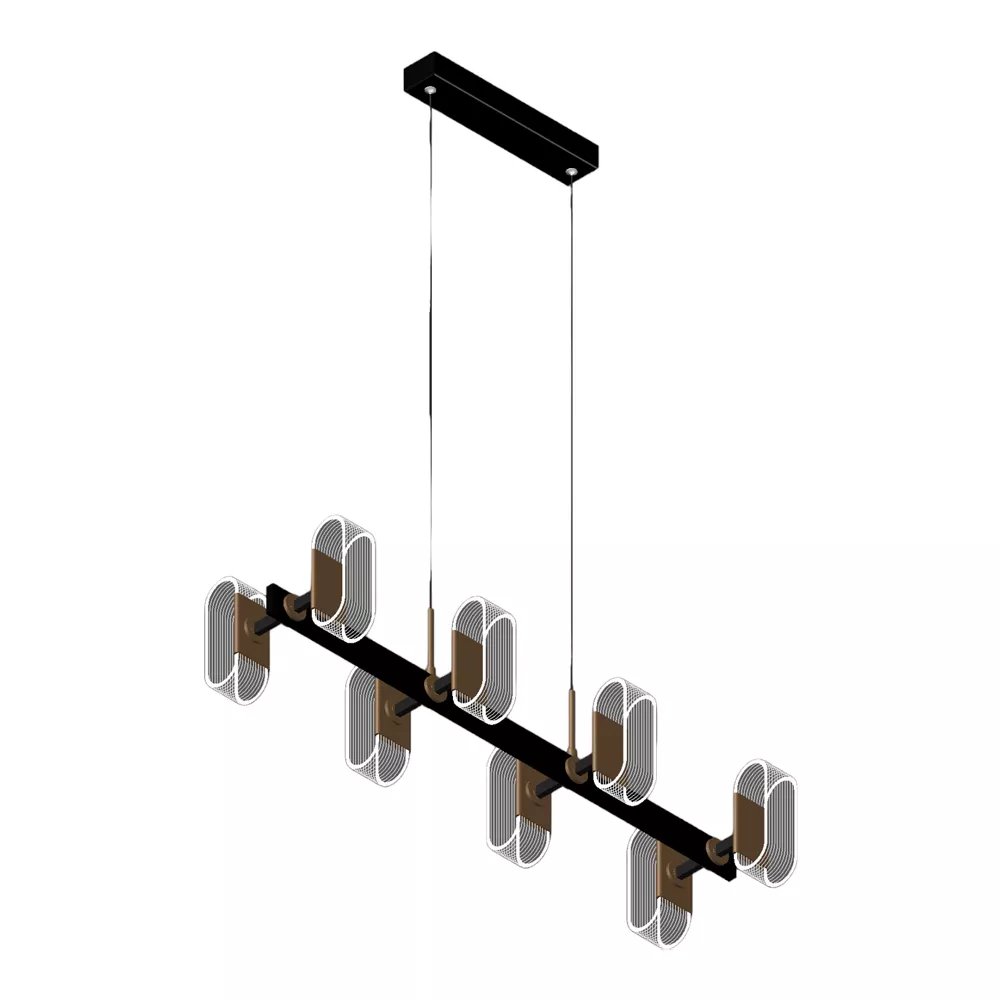 Pendente LED 30x90cm Metal e Acrílico Dourado e Preto