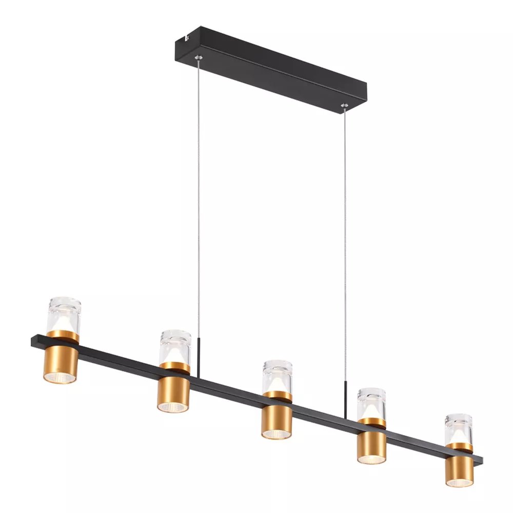 Pendente LED 100x8cm Metal e Acrílico Dourado e Preto