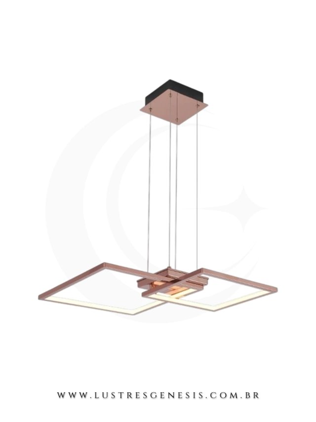 Pendente LED Quadrado 12x57x57cm Inox e Silicone Rose