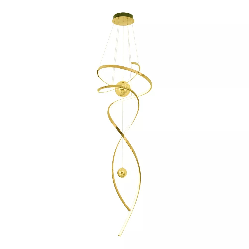 Pendente LED Ø75x180cm Inox e Silicone Champanhe