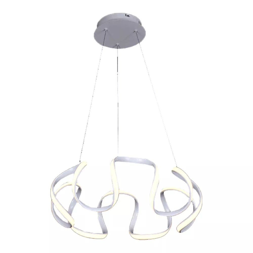 Pendente LED Ø55x25cm Metal e Silicone Branco