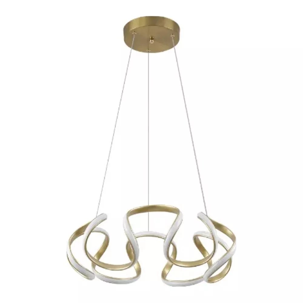 Pendente LED Ø55x25cm Metal e Silicone Dourado