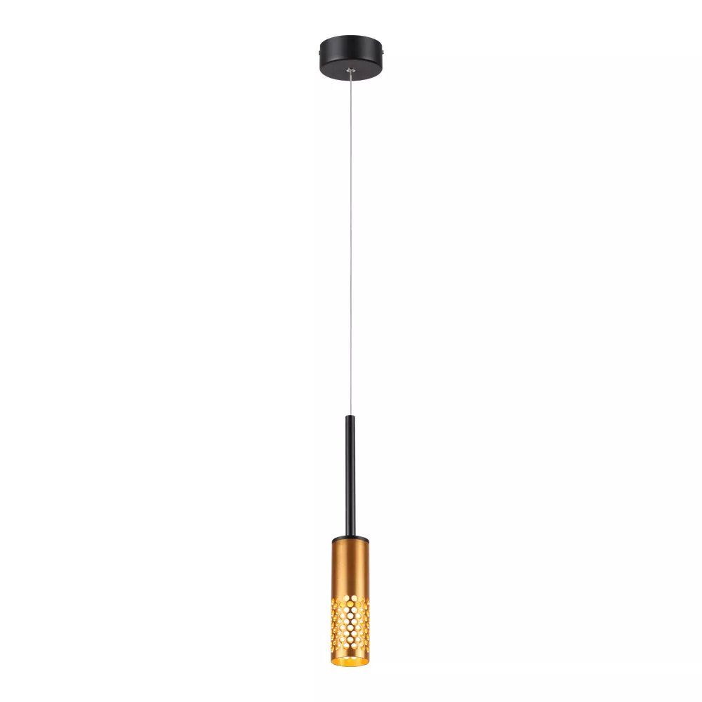 Pendente LED Ø5x19cm Metal e Acrílico Dourado