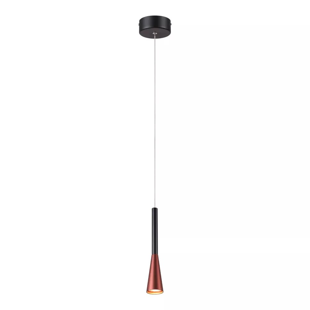 Pendente LED Ø5x28cm Metal e Acrílico Marrom