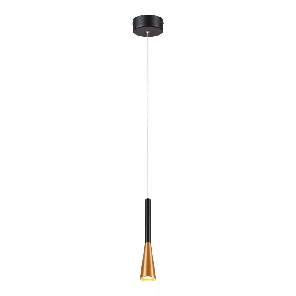 Pendente LED Ø5x28cm Metal e Acrílico Dourado