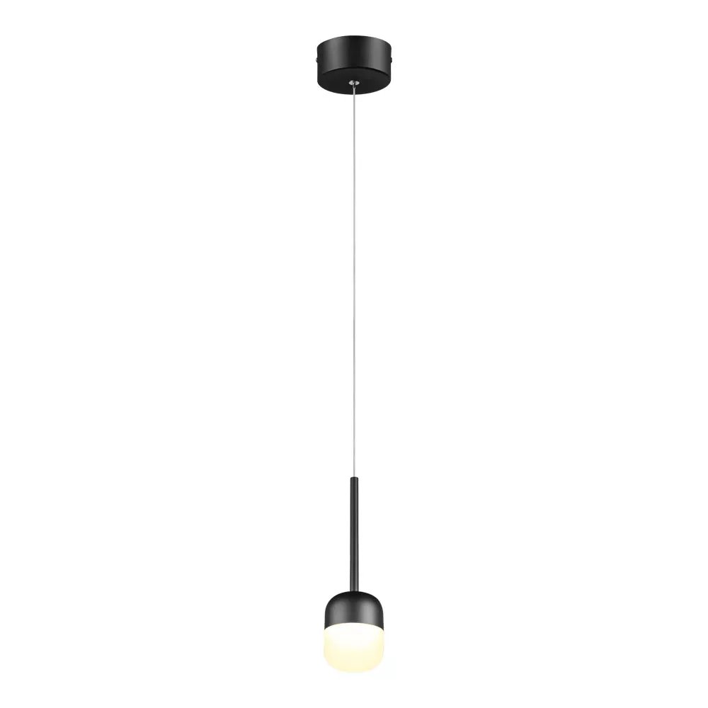 Pendente LED Ø8x14cm Metal e Acrílico Preto