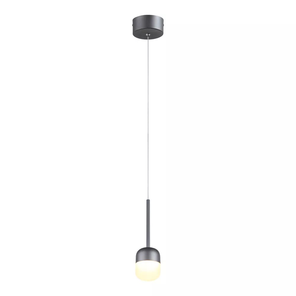 Pendente LED Ø8x14cm Metal e Acrílico Cinza