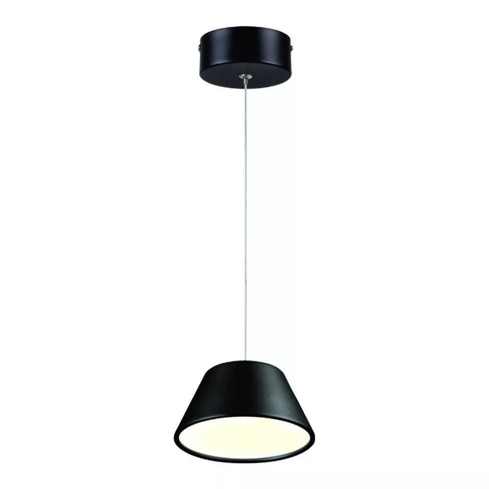 Pendente LED Ø16x10cm Metal e Acrílico Preto