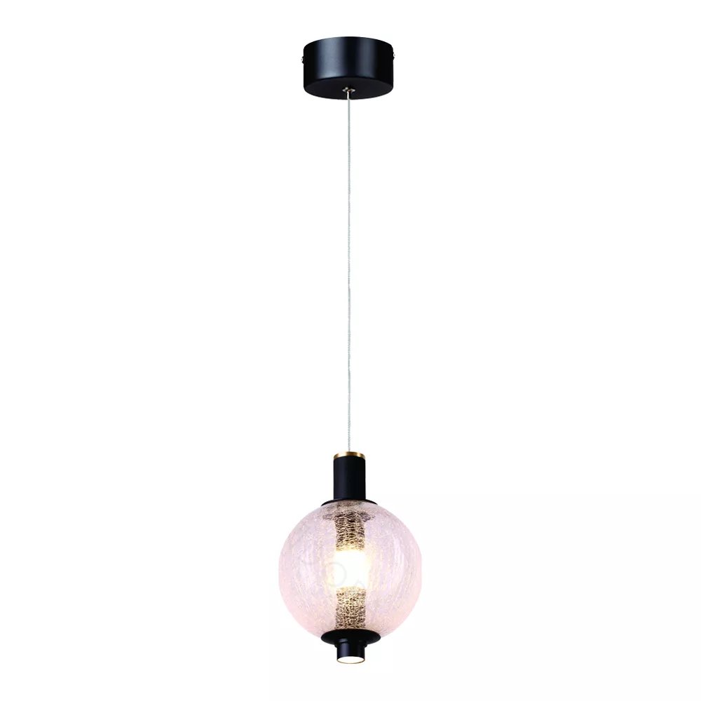 Pendente LED Redondo Ø16cm Metal e Vidro Preto