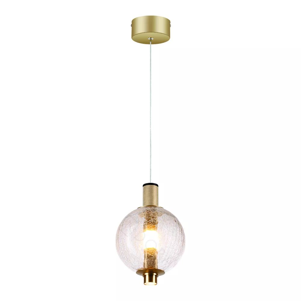 Pendente LED Redondo Ø16cm Metal e Vidro Dourado