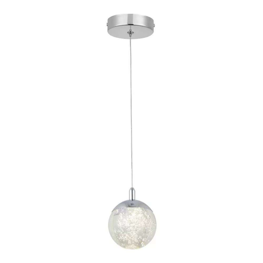 Pendente LED Ø10cm Metal e Cristal Cromado