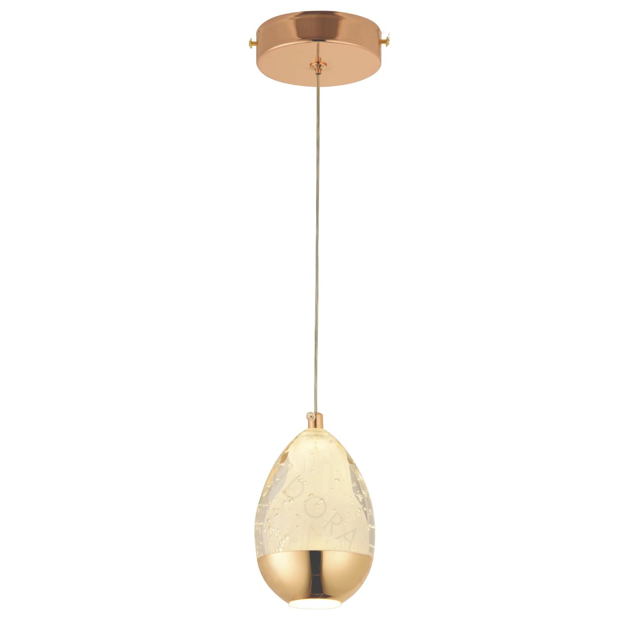 Pendente LED Ø11x14cm Metal e Cristal Dourado e Transparente