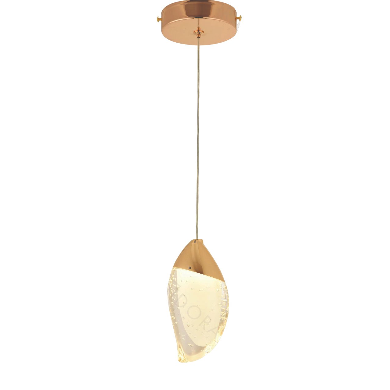 Pendente LED Ø11x19cm Metal e Cristal Dourado e Transparente