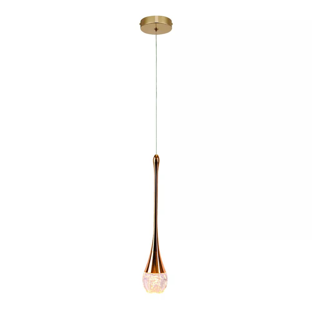 Pendente LED Ø7cm Metal e Cristal Dourado