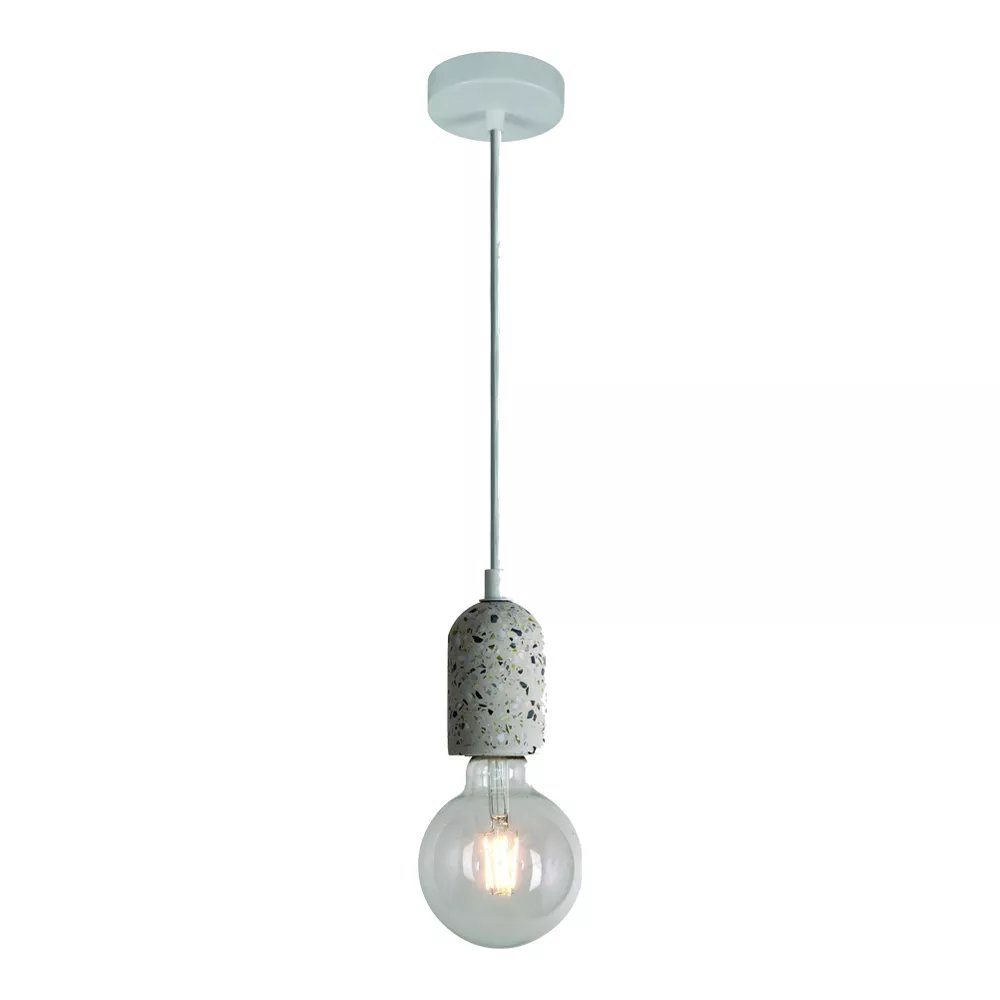 Pendente Soquete Ø6x9cm Metal e Concreto e Pedra Cinza