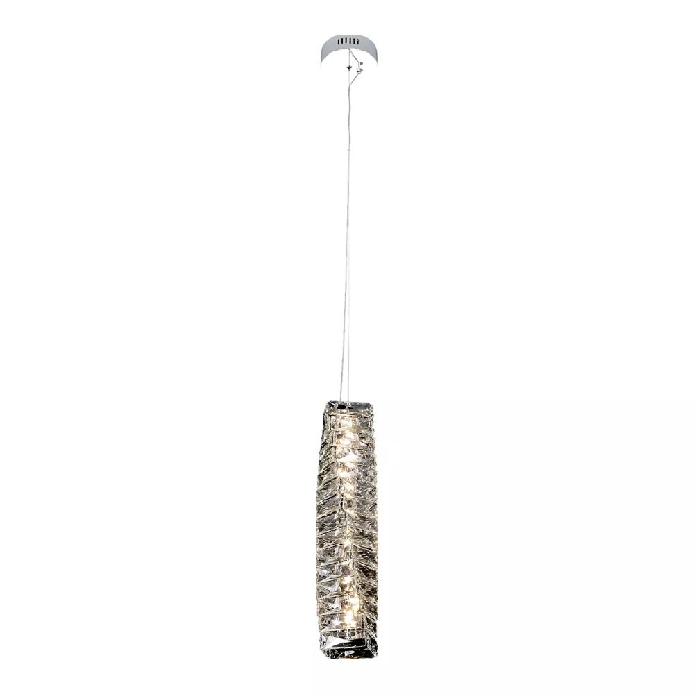 Pendente LED Ø12x46cm Metal e Cristal Cromado