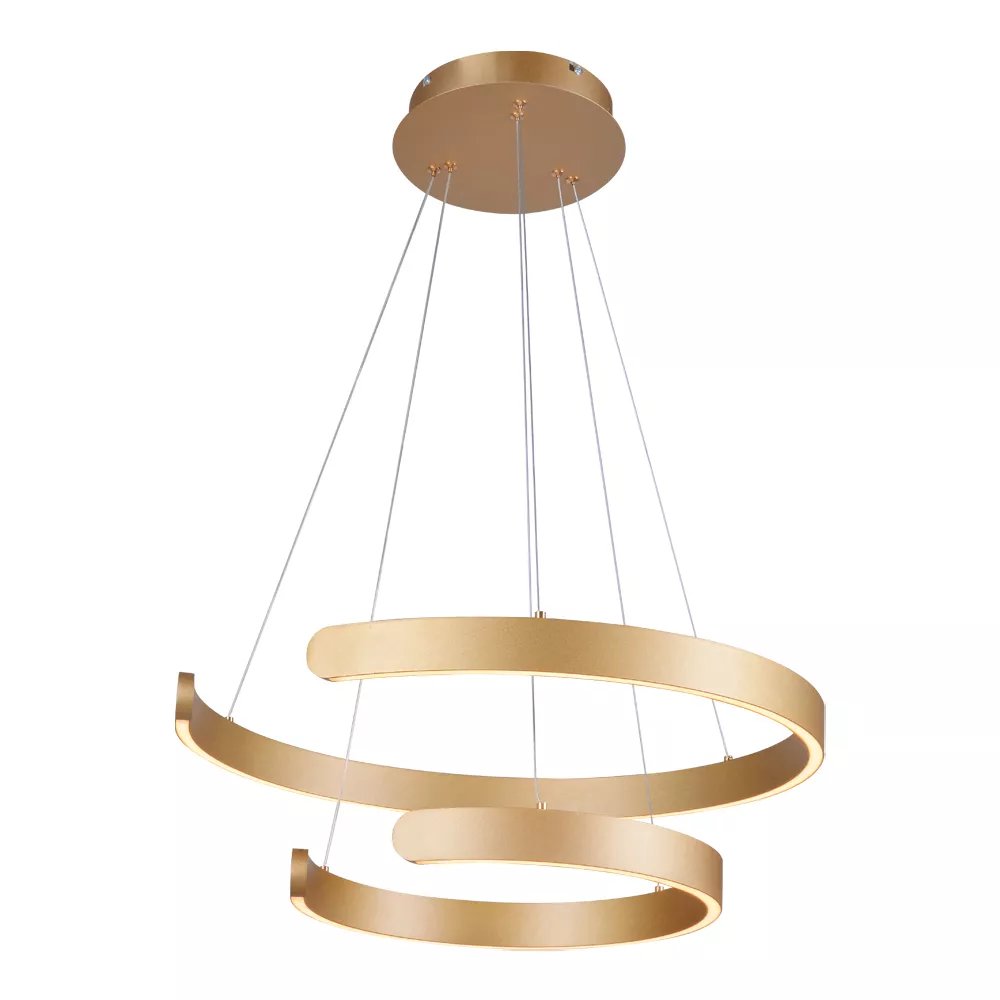Pendente LED Redondo Duplo Ø60cm Alumínio e Silicone Dourado
