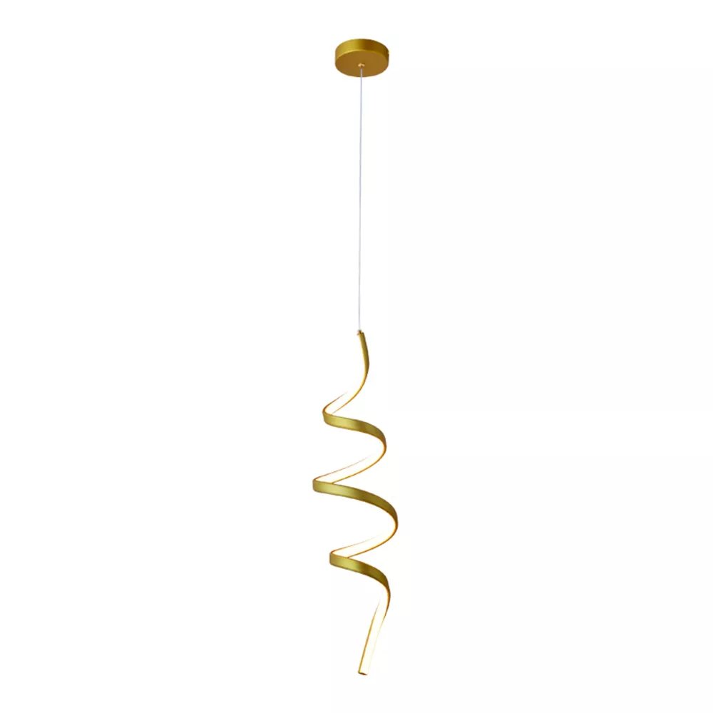 Pendente LED Ø16x55cm Metal e Silicone Dourado