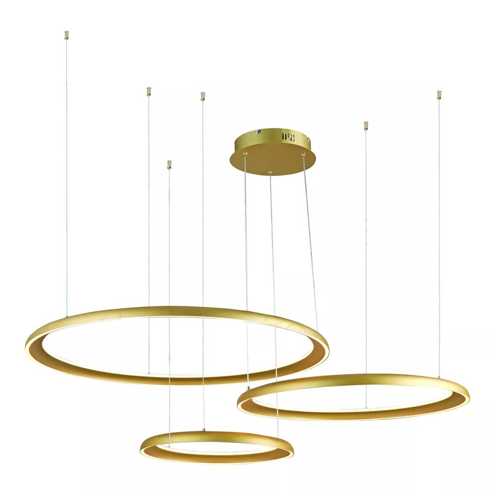 Pendente LED Redondo Ø180cm Alumínio e Silicone Dourado