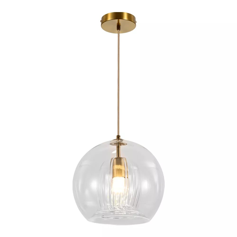 Pendente Ø25cm Metal e Vidro Bronze e Transparente