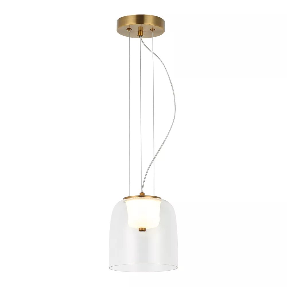 Pendente LED Ø16x17cm Metal e Vidro Bronze e Transparente
