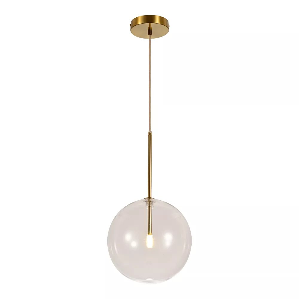 Pendente Ø20cm Metal e Vidro Bronze e Transparente