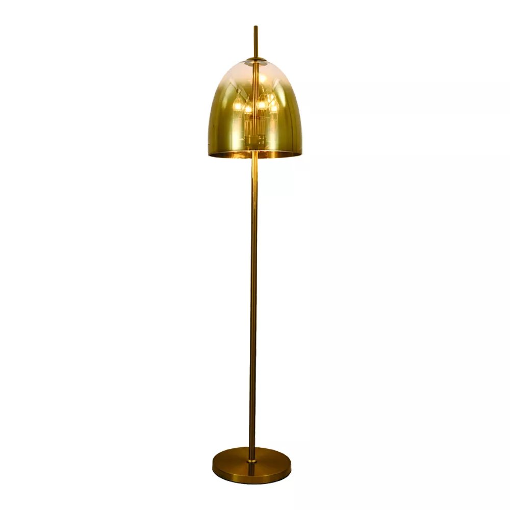 Luminária de Chão Piso 155xØ33cm Metal e Vidro Dourado