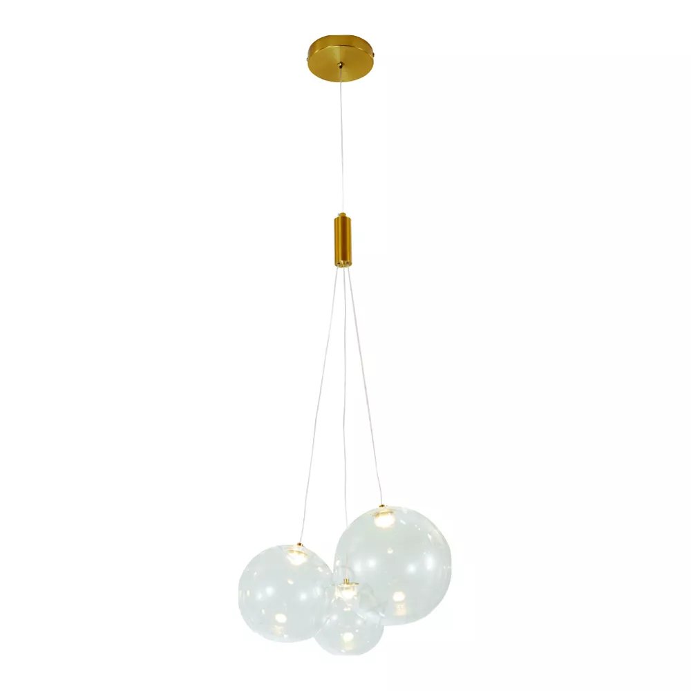 Conjunto de Pendentes LED Ø33x25cm Metal e Vidro Bronze e Transparente