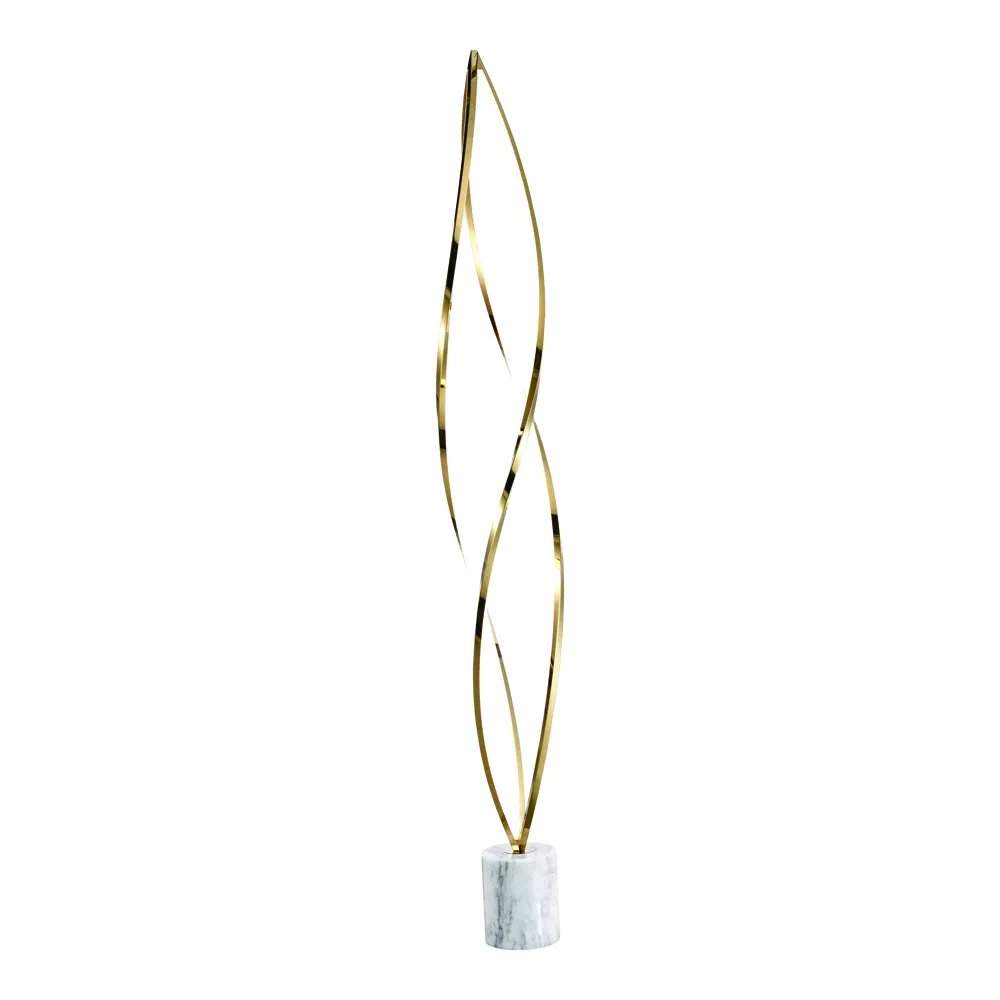 Luminária de Chão Piso LED Ø20cm Inox e Silicone Dourado e Branco