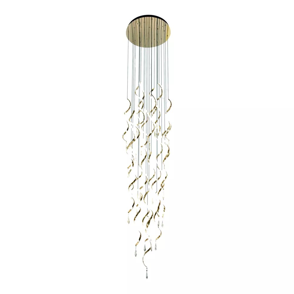 Plafon de Sobrepor LED Ø60cm Alumínio e Cristal e Silicone Dourado