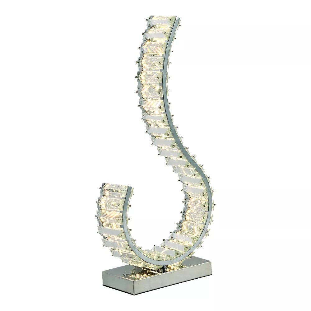 Luminária de Mesa LED 51x23cm Metal e Cristal Cromado