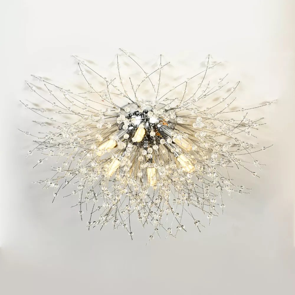 Plafon de Sobrepor Ø50cm Metal e Cristal Cromado