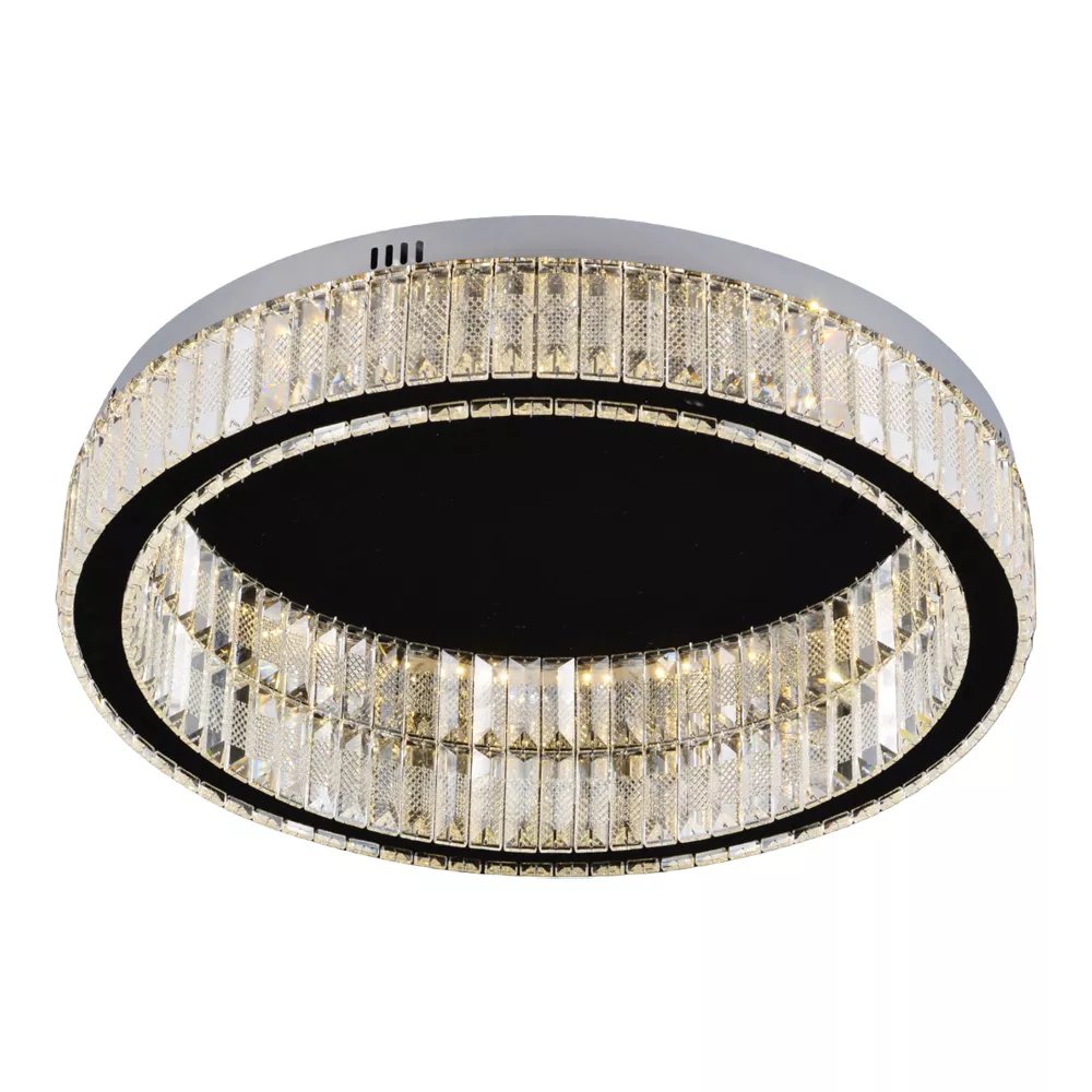Plafon de Sobrepor LED Redondo Ø60cm Inox e Cristal Cromado