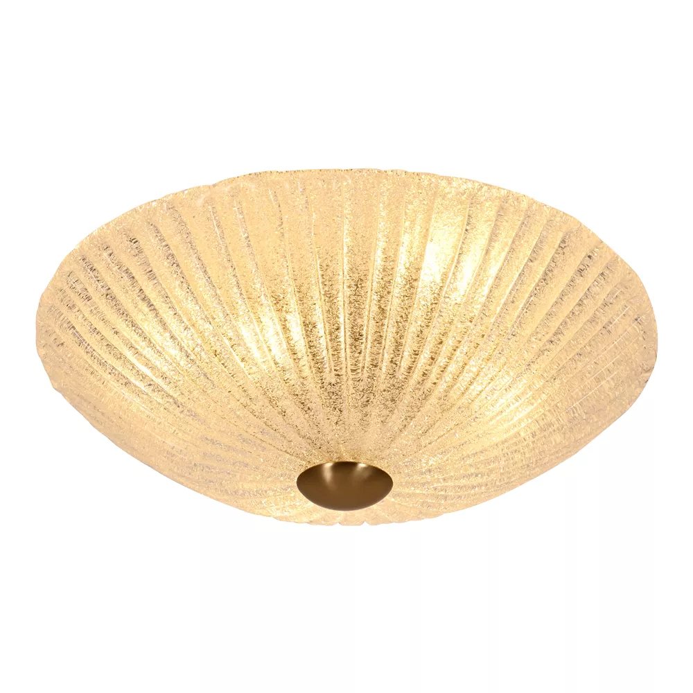 Plafon de Sobrepor Redondo Ø40cm Metal e Vidro Bronze
