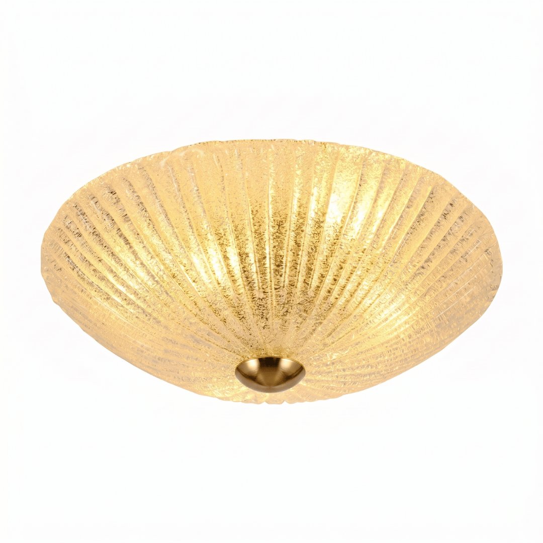 Plafon de Sobrepor Redondo Ø50cm Metal e Vidro Bronze