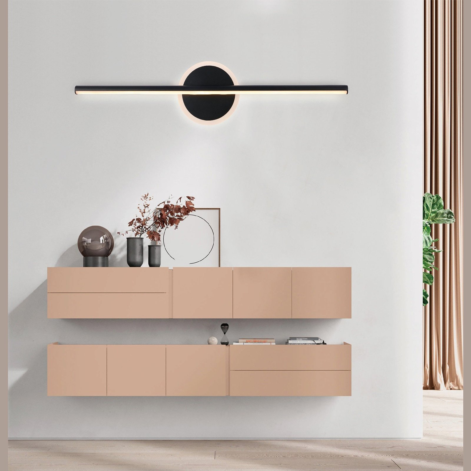 Arandela de Parede LED 60cm Metal e Silicone Preto