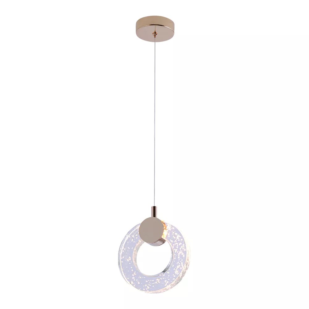 Pendente LED Ø15cm Metal e Cristal Dourado