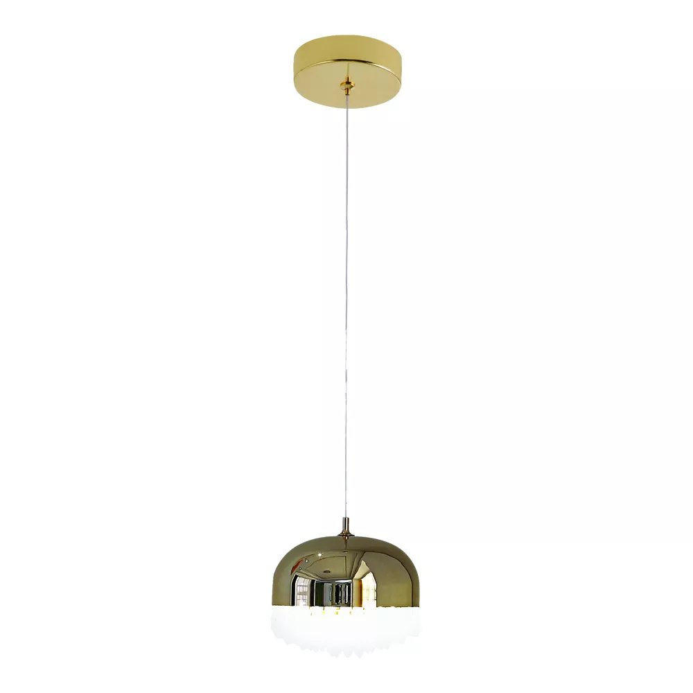 Pendente LED Redondo Ø15cm Metal e Cristal Dourado