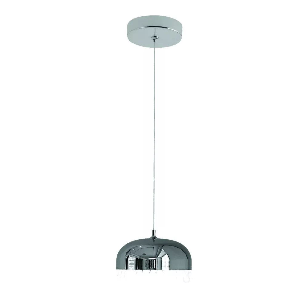 Pendente LED Ø15cm Metal e Cristal Cromado