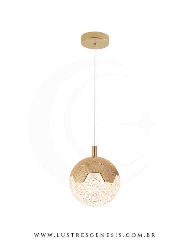 Pendente LED 15cm Metal e Plástico Dourado